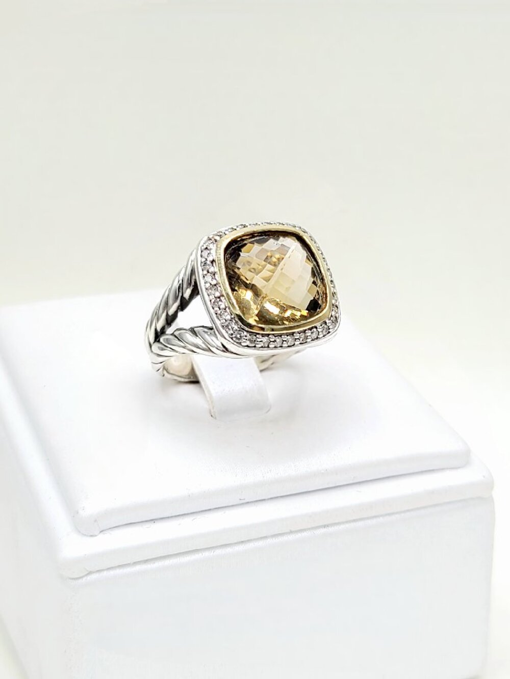 David Yurman Albion Champagne Citrine Diamond Ring w/ 18K Yellow Gold & Diamonds - Picture 4 of 14